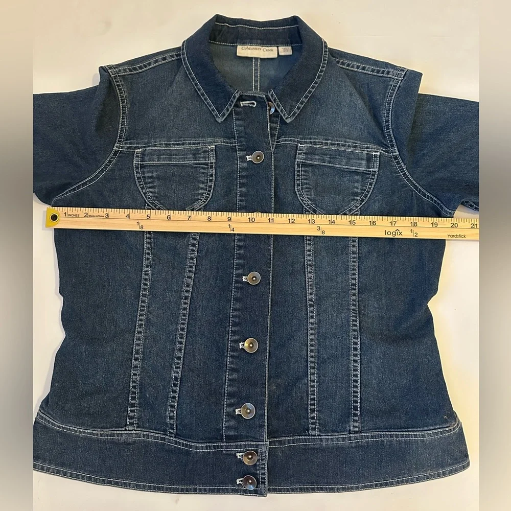 Coldwater Creek  Women’s Dark Blue Short sleeve Denim Shirt Jacket 12P - Picture 3 of 8